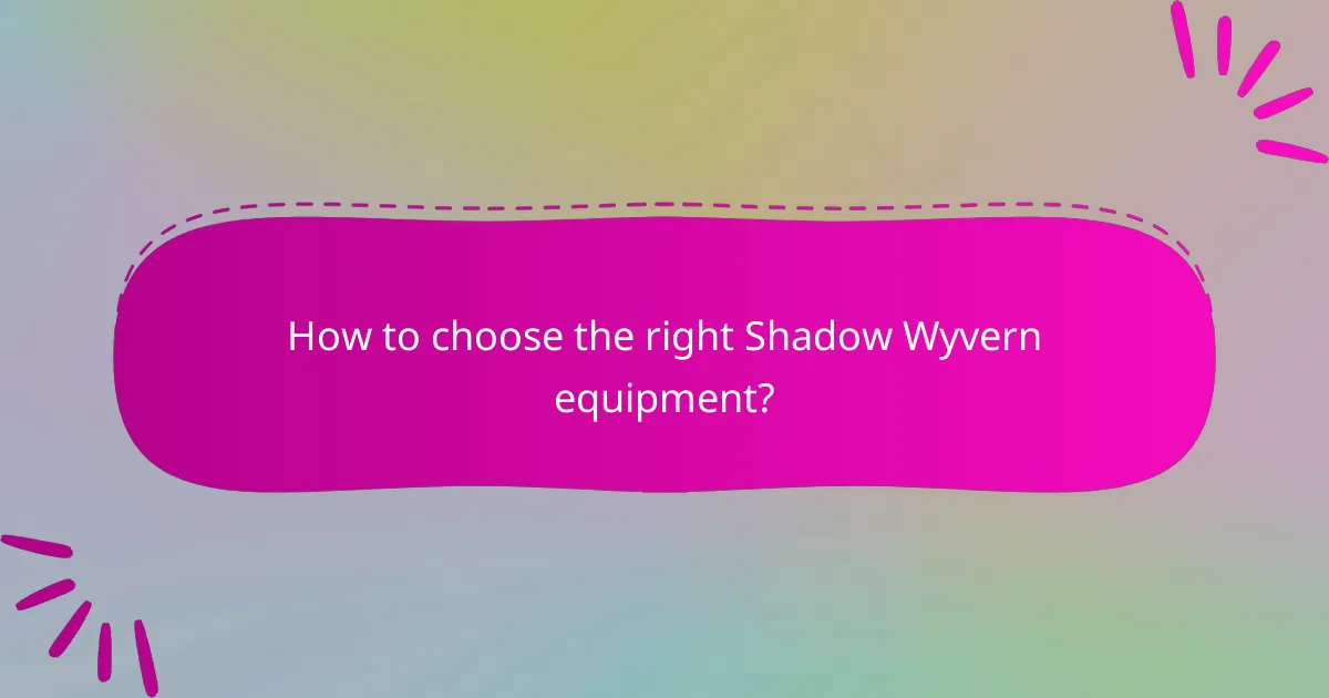 How to choose the right Shadow Wyvern equipment?