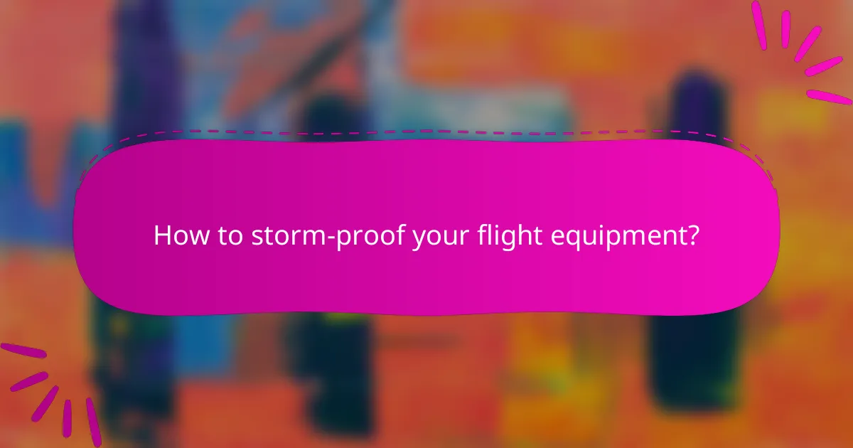 How to storm-proof your flight equipment?